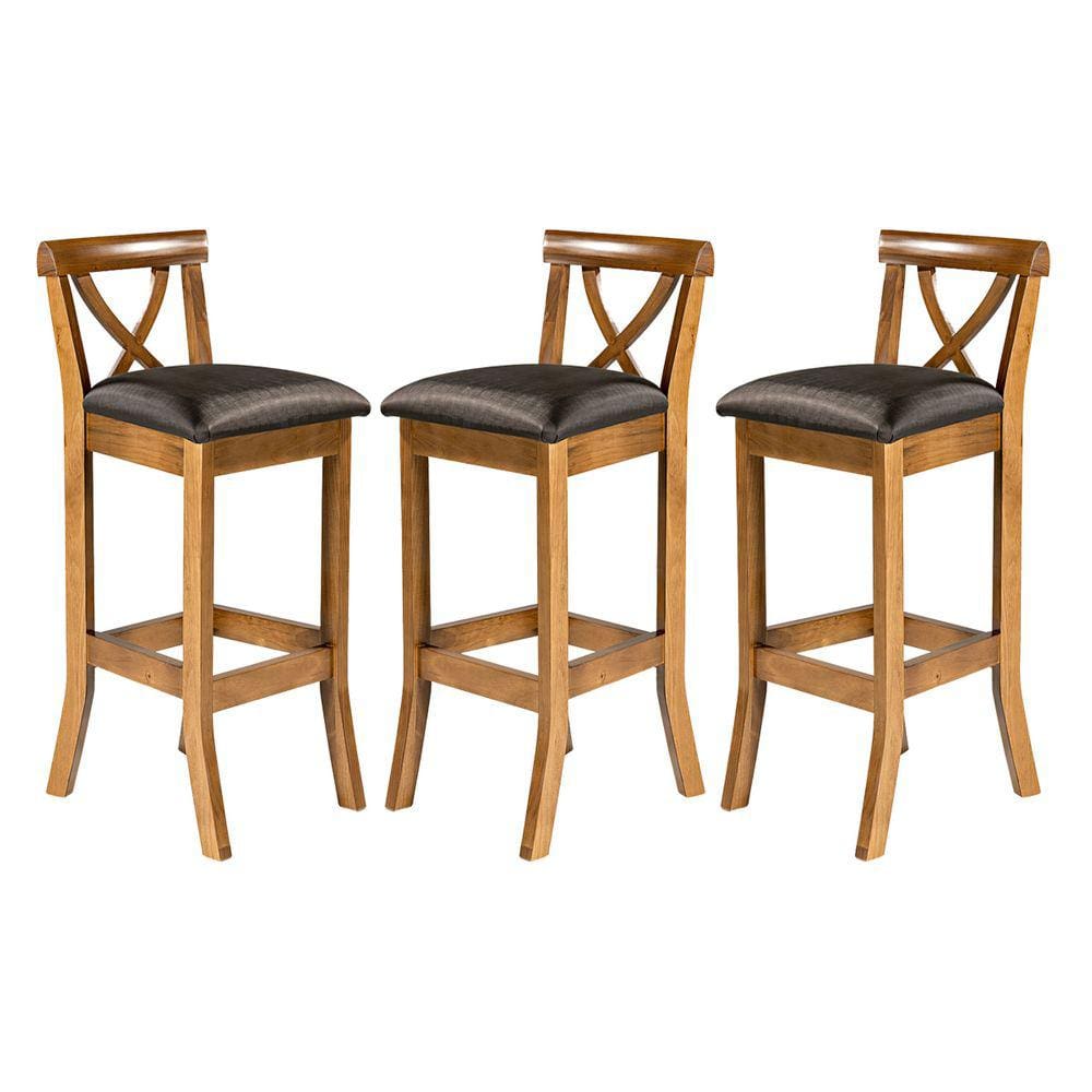 Kit 3 Banquetas Alta para Cozinha Americana 36 x 100 Cm Paris Madeira Imbuia Facto Preto L72 - RMI