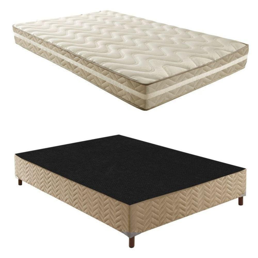 Box Casal Florença 42x138x188cmcom Colchão Casal Quality Plus Duoface 20x138x188cm Rustico Bege