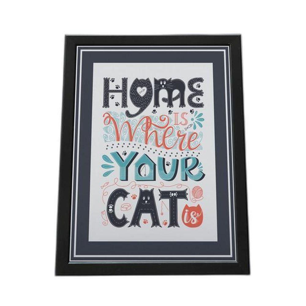 Quadro Com Moldura Home Where Your Cat