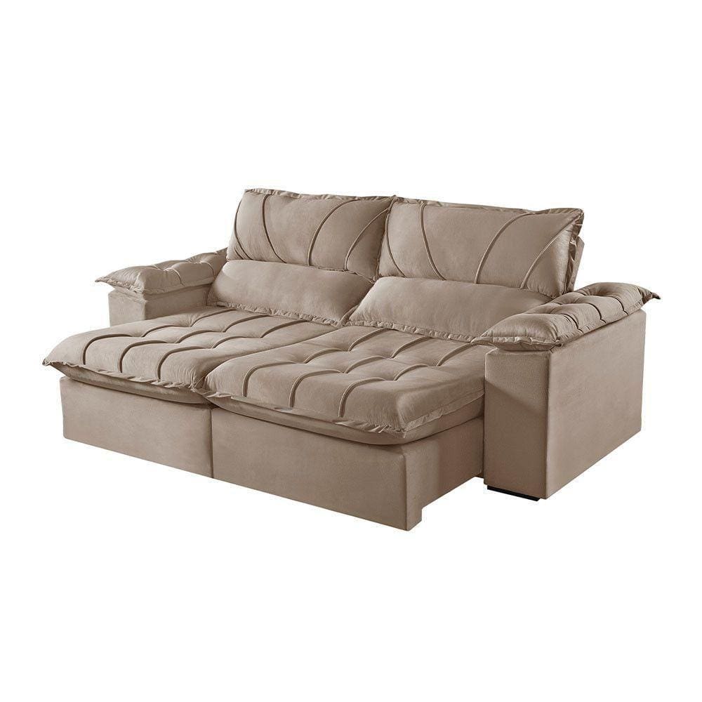 Sofá 4 Lugares Retrátil E Reclinável Martins M-178 Veludo Bege