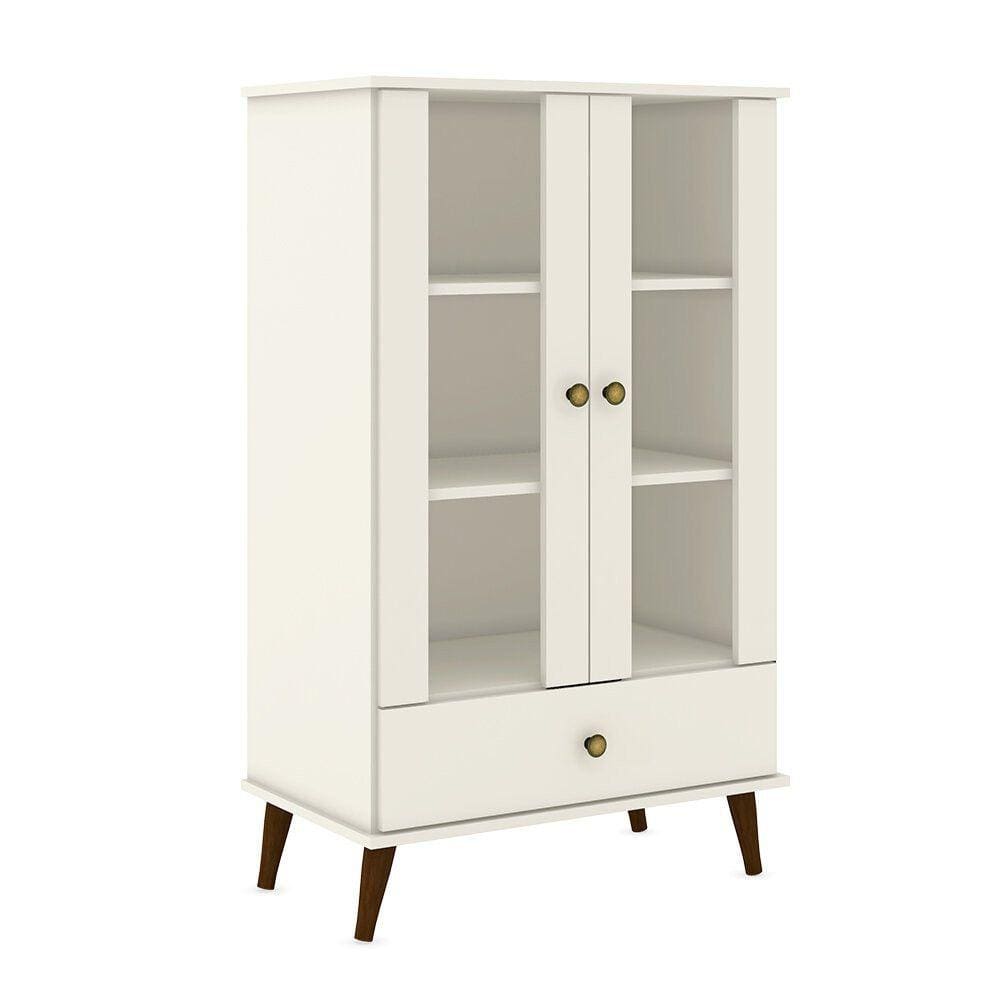 Cristaleira Baixa Retrô MovelBento 70cm, 2 Portas em vidro, 1 Gaveta RT3107