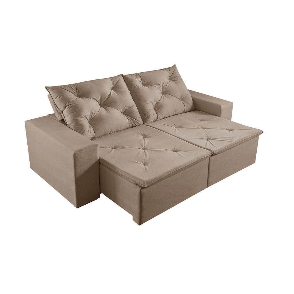 Sofá 3 Lugares Retrátil E Reclinável Martins M-181 Veludo Bege