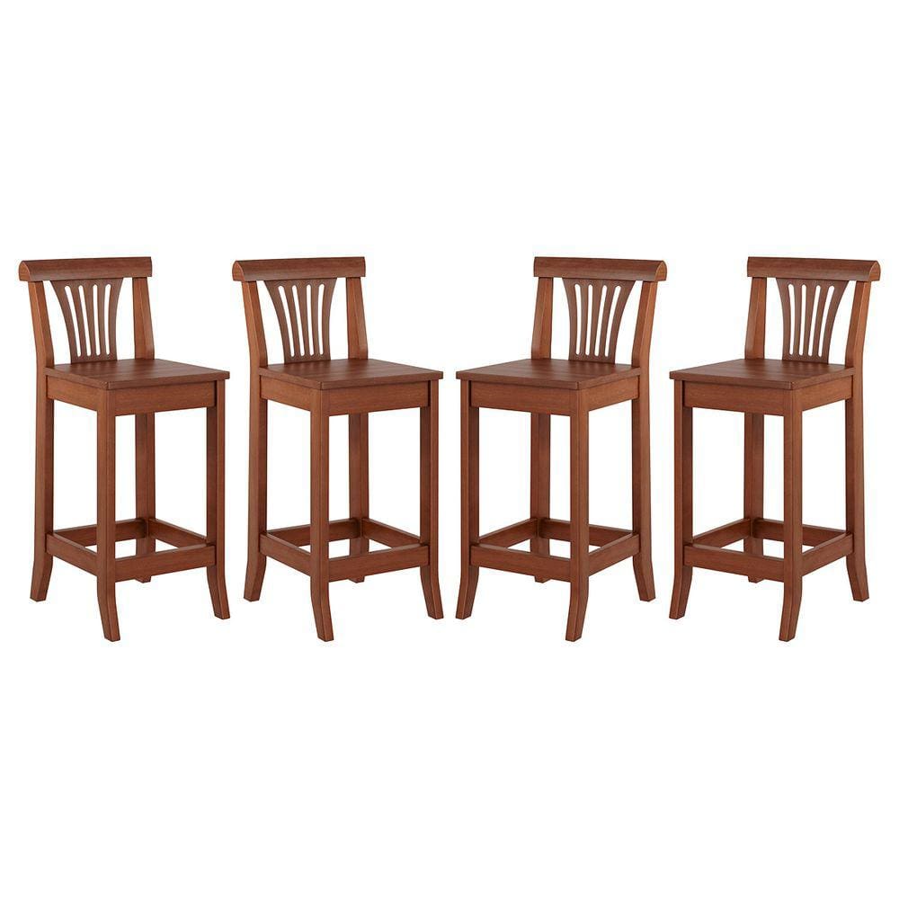 Kit 4 Banquetas Média Madeira Maciça Valentina 36x90Cm Bancada Cozinha Gourmet Verniz Imbuia - RMI