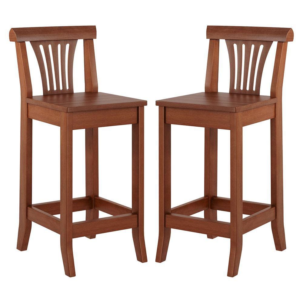 Kit 2 Banquetas Média Madeira Maciça Valentina 36x90Cm Bancada Cozinha Gourmet Verniz Imbuia - RMI