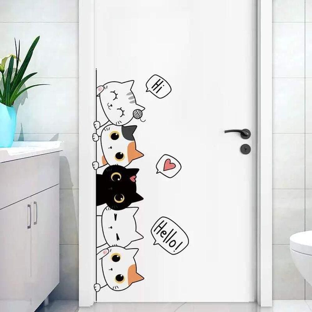 Adesivo Para Porta Gatinhos