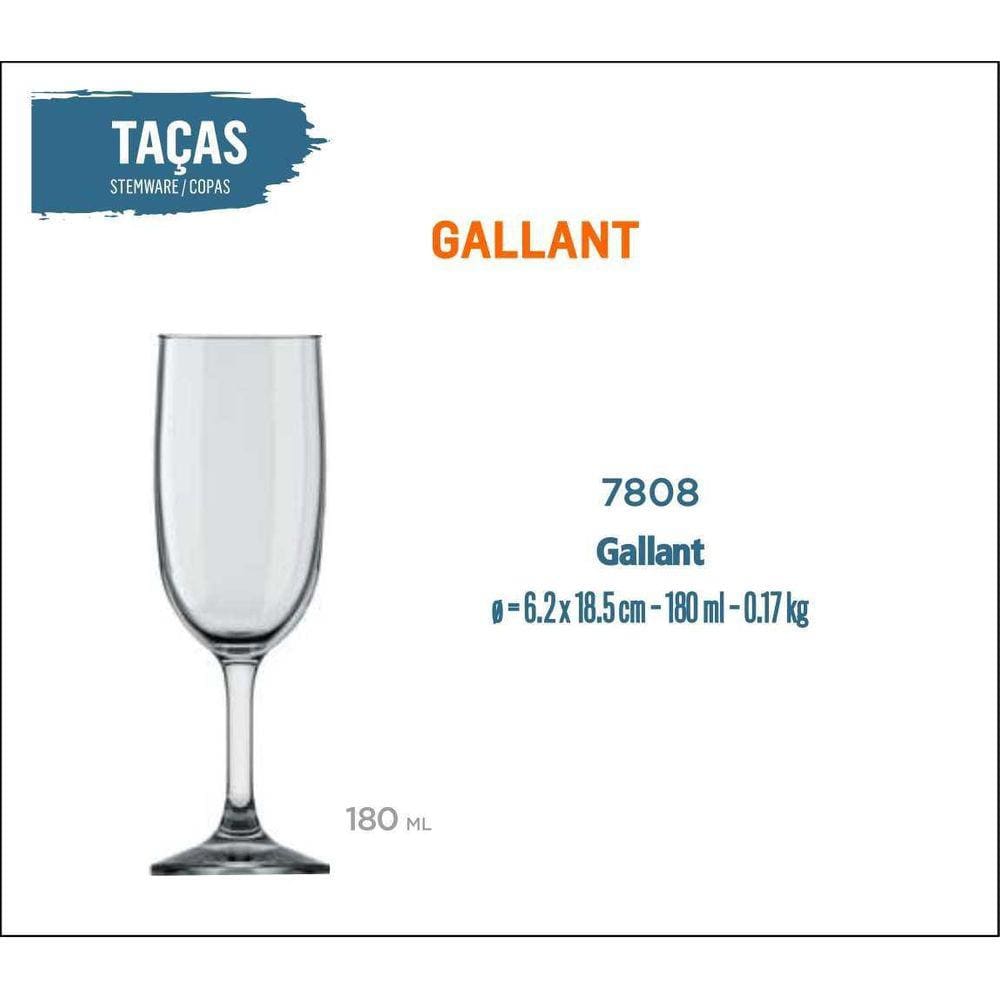 12 Taças Gallant 180Ml - Champanhe Espumante Frisante