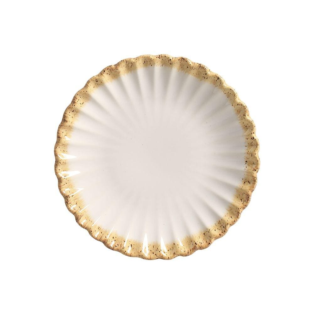 Conjunto 6 Pratos Sobremesa Cerâmica Antunes Branco 22cm - Scalla