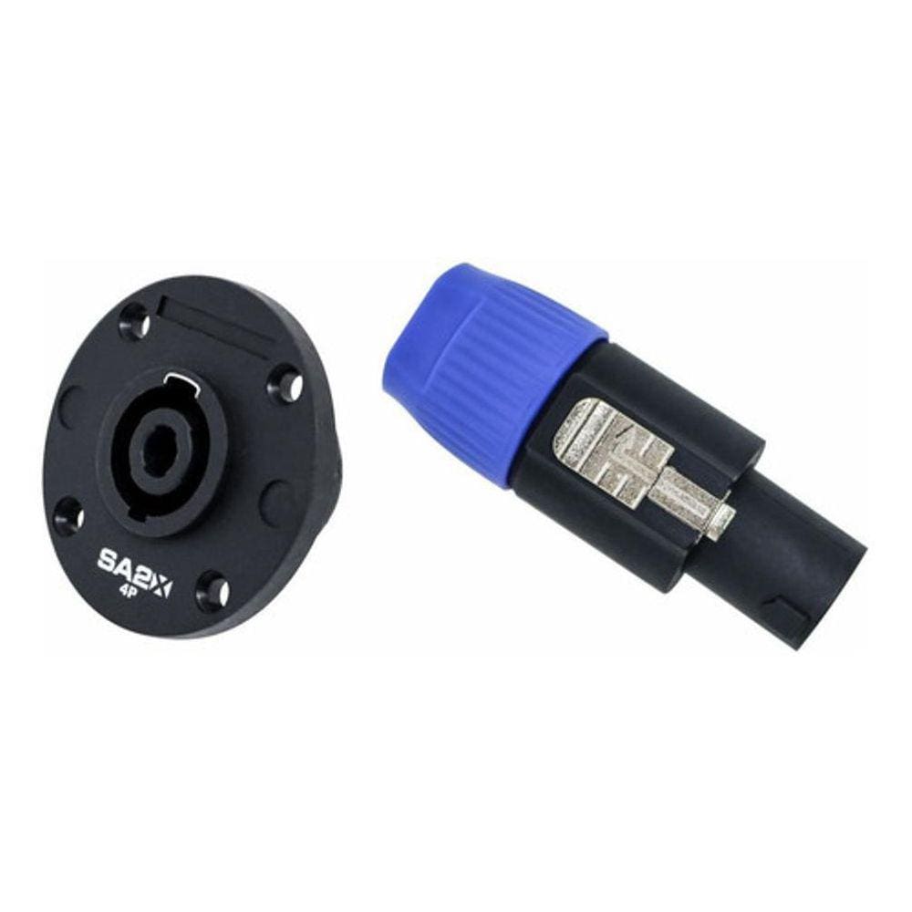 Kit Conector Speakon Femea 4V Redondo Painel Conector Macho