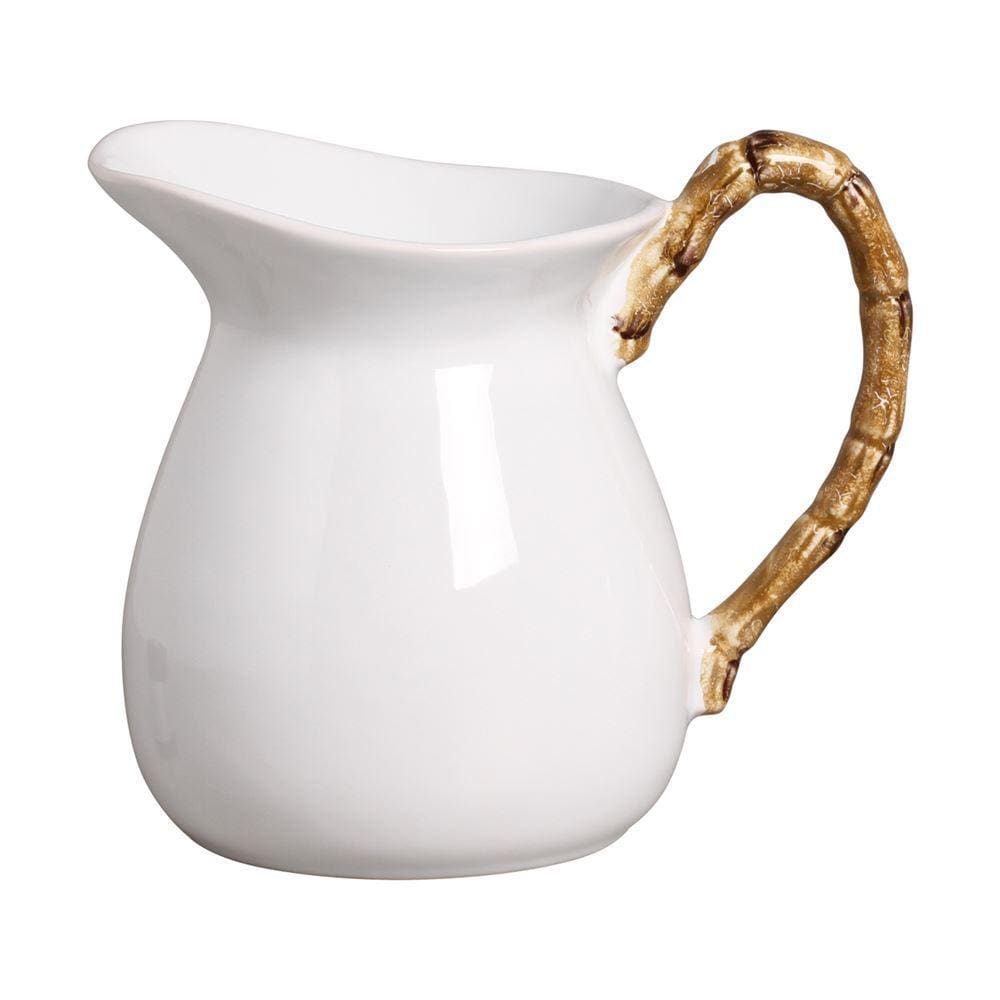 Jarra Grande Cerâmica Bambu Branco 1,6L - Scalla