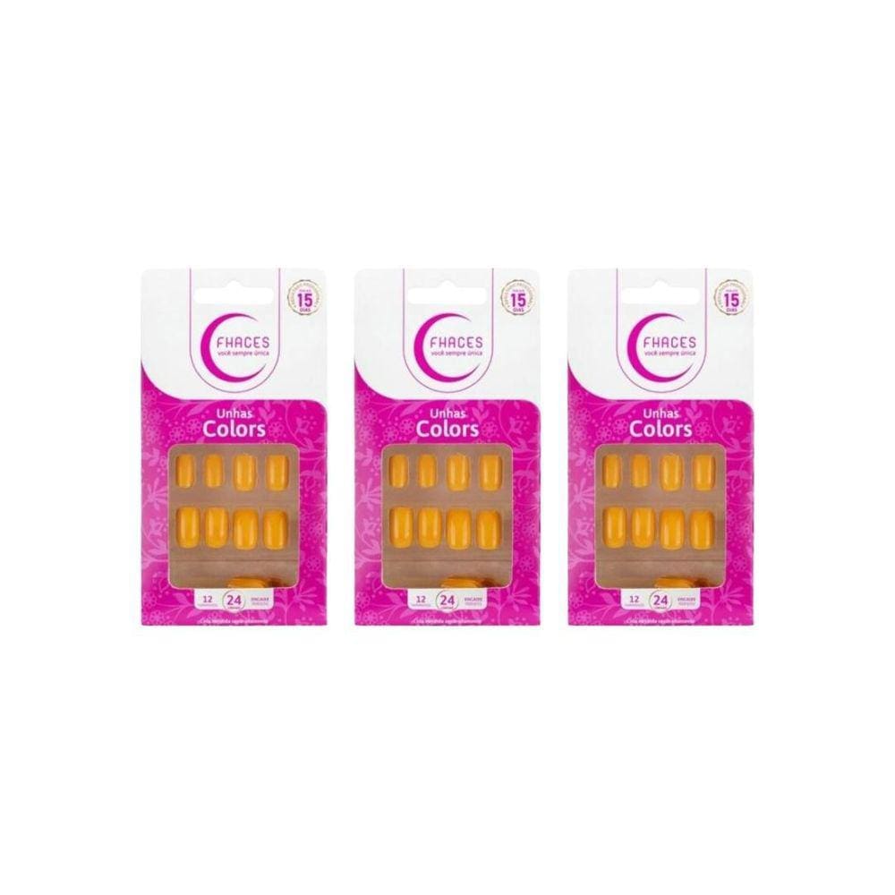 Unhas Postiças Fhaces Colors Por Do Sol U3094 - Kit C/3Un