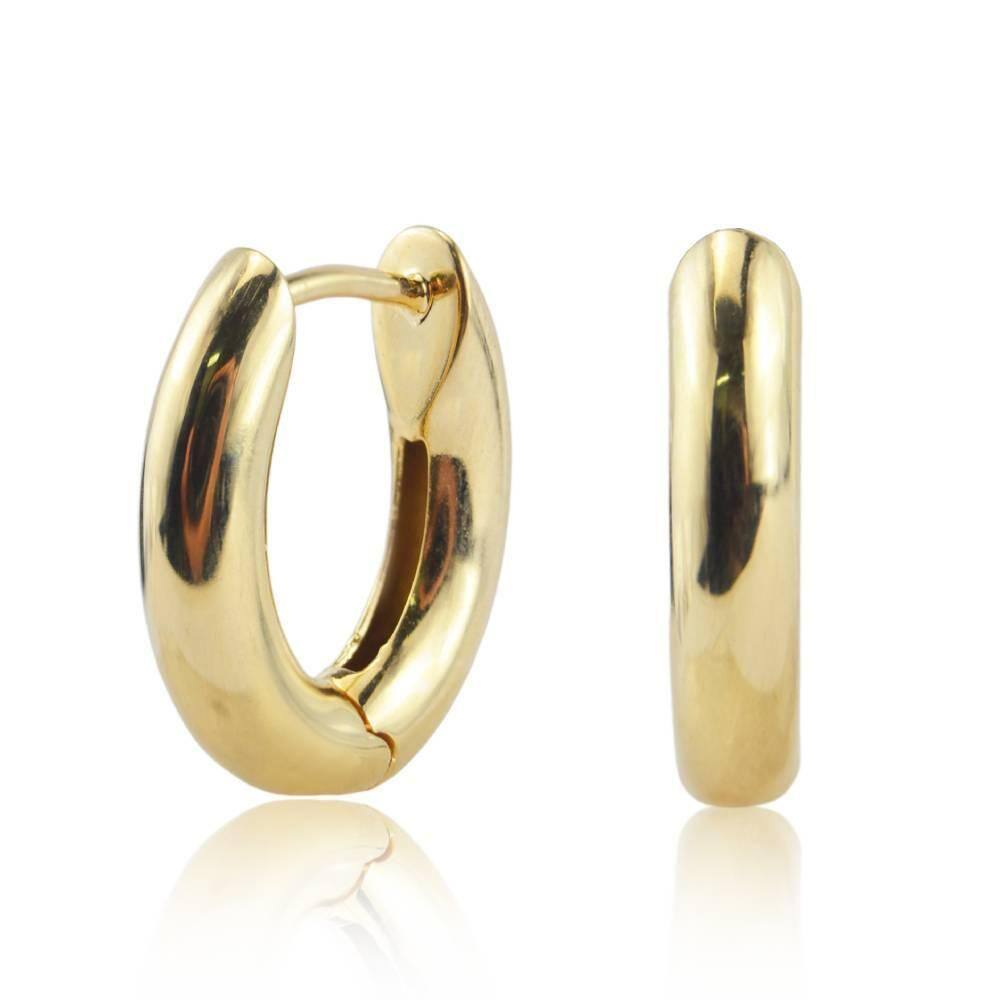 Brinco Argola Oval 1,5Cm Abaulado Em Ouro 18K