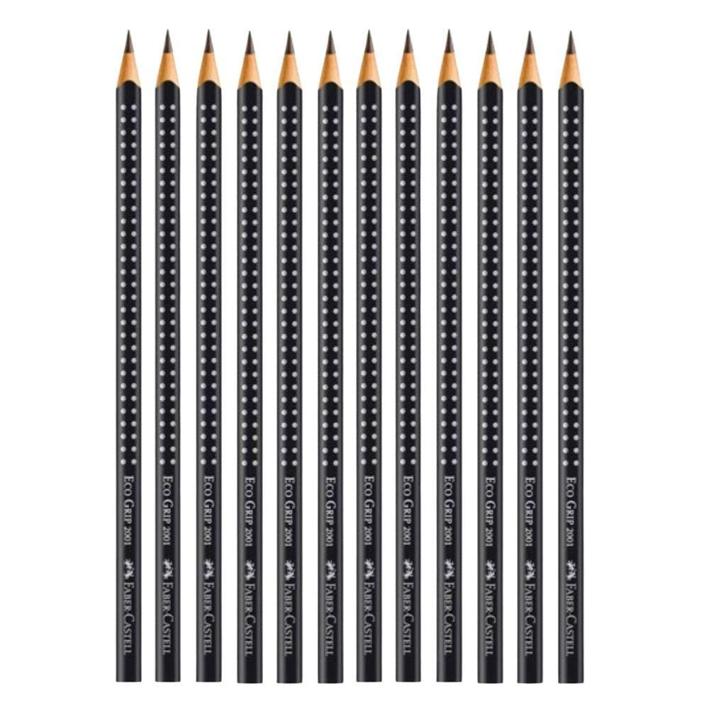 Kit 12 Lápis Grafite Preto Grip 2001 Nº2 B Faber Castell