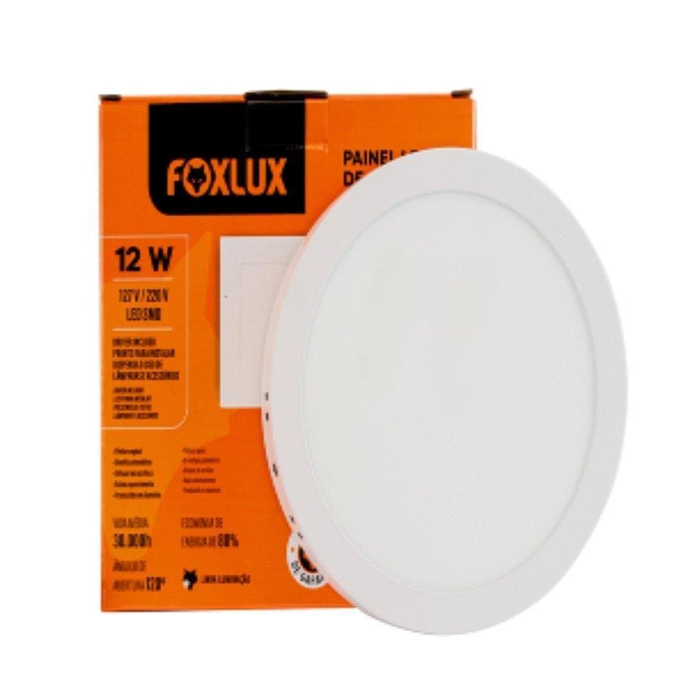 Plafon Painel Foxlux LED 17cm Redondo Embutir 12w 6,5k