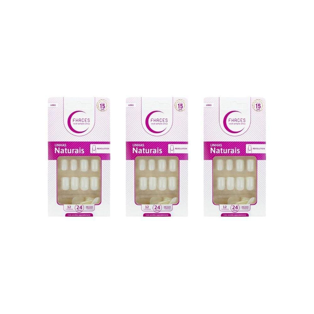 Unhas Postiças Fhaces Natural Revolution Com 24Un - 3Un