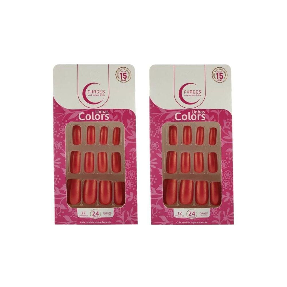 Unhas Postiças Fhaces Colors Discretamente Fashion 28Un- 2Un