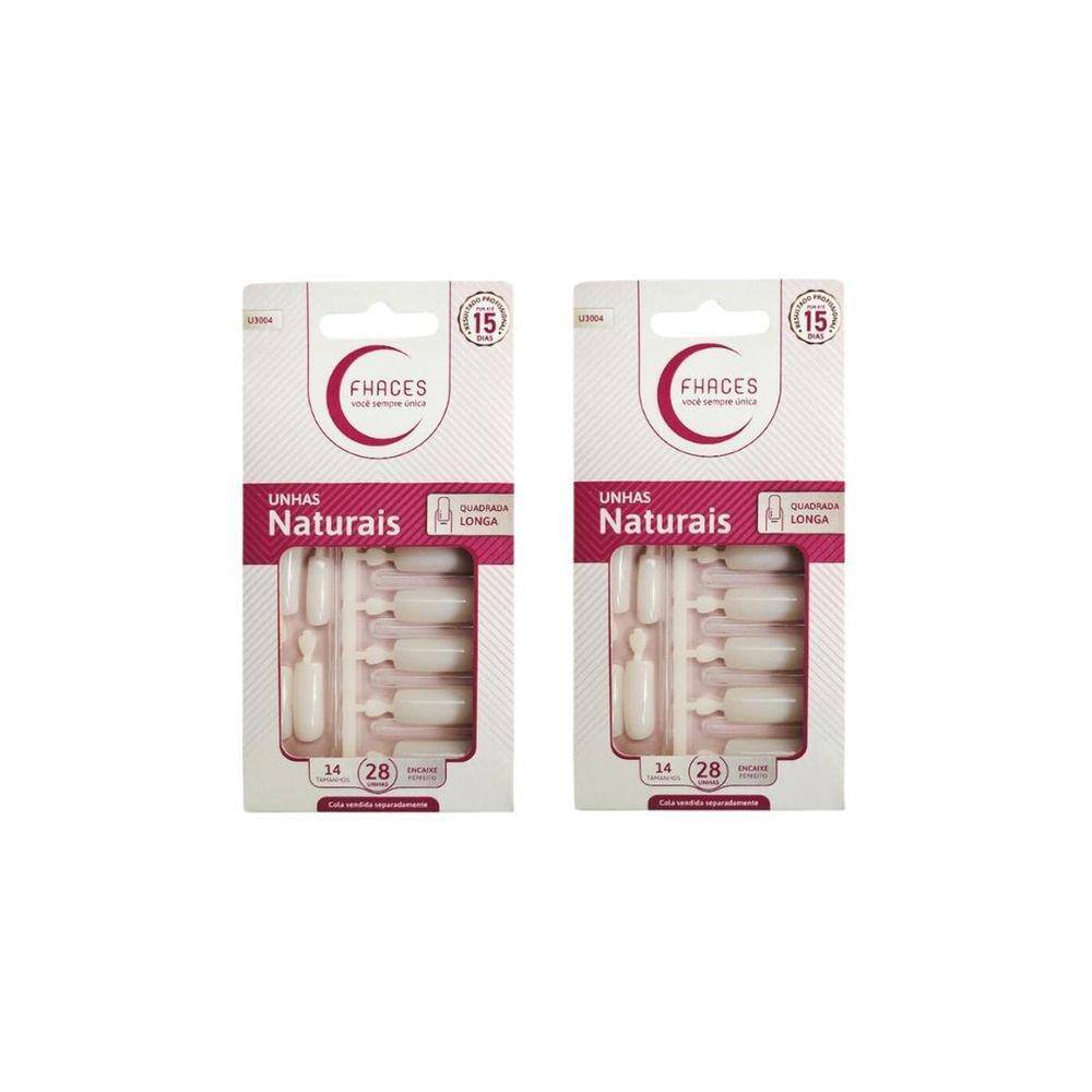 Unhas Postiças Fhaces Natural Quadrada Longa Com 24Un - 2Un
