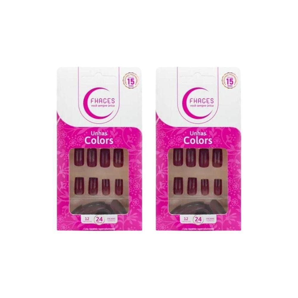 Unhas Postiças Fhaces Colors Maça Do Amor28 Un - Kit C/2Un