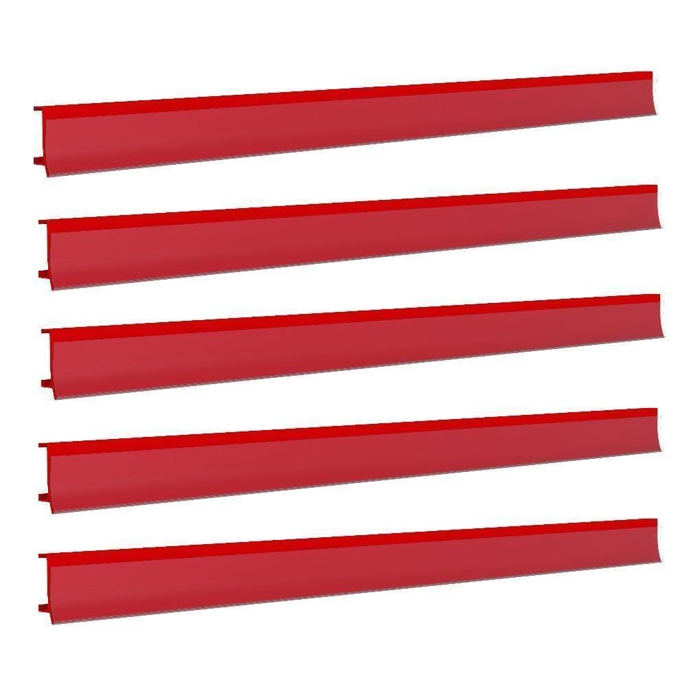 Porta Etiqueta Bandeja Gondola Fit 90 Cm Vermelho Kit 150