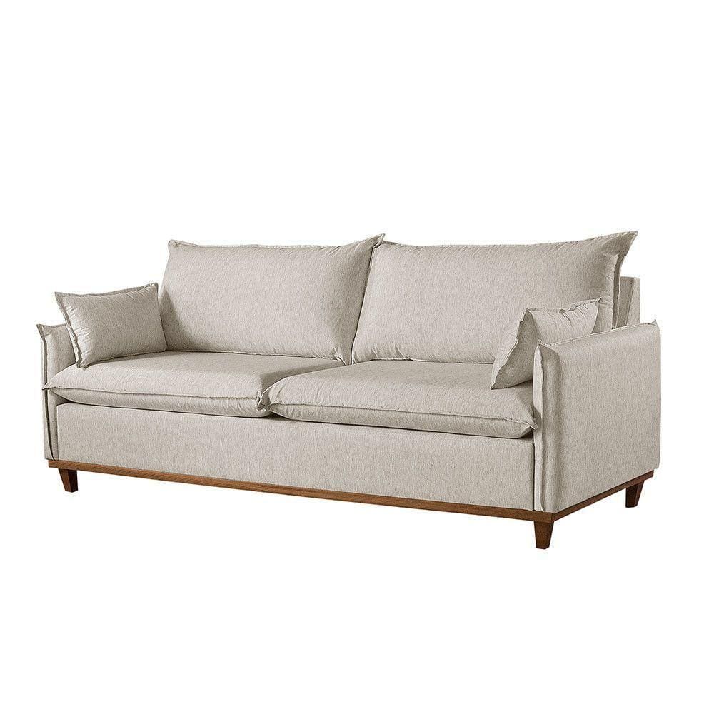 Sofá 5 Lugares Living M-168 Veludo Martins Creme