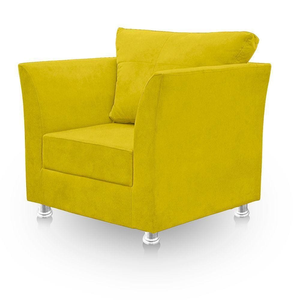 Poltrona Decorativa Para Sala E Quarto Lisboa Suede Amarelo