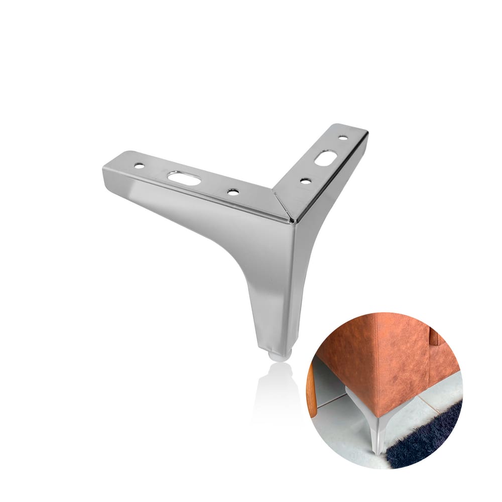 Pé Fixo de Canto Cromado 100 Mm de Aço - Máxima