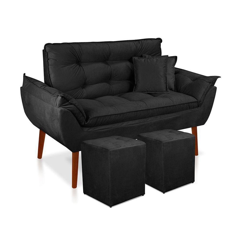 Kit 01 Namoradeira Opala 02 Puff Quadrado 02 Almofadas