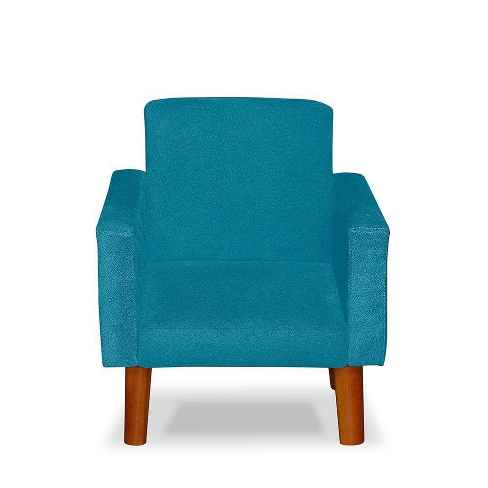 Mini Poltrona Cadeira Infantil Nina De Criança Suede Azul Claro Pés Palito