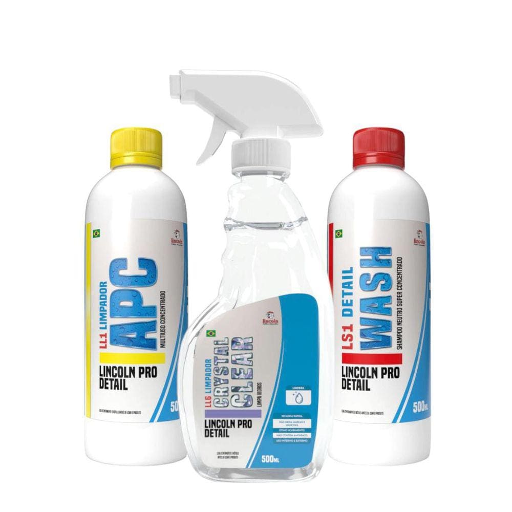 Kit Limpeza Automotiva Lincoln Apc, Shampoo e Limpa Vidros
