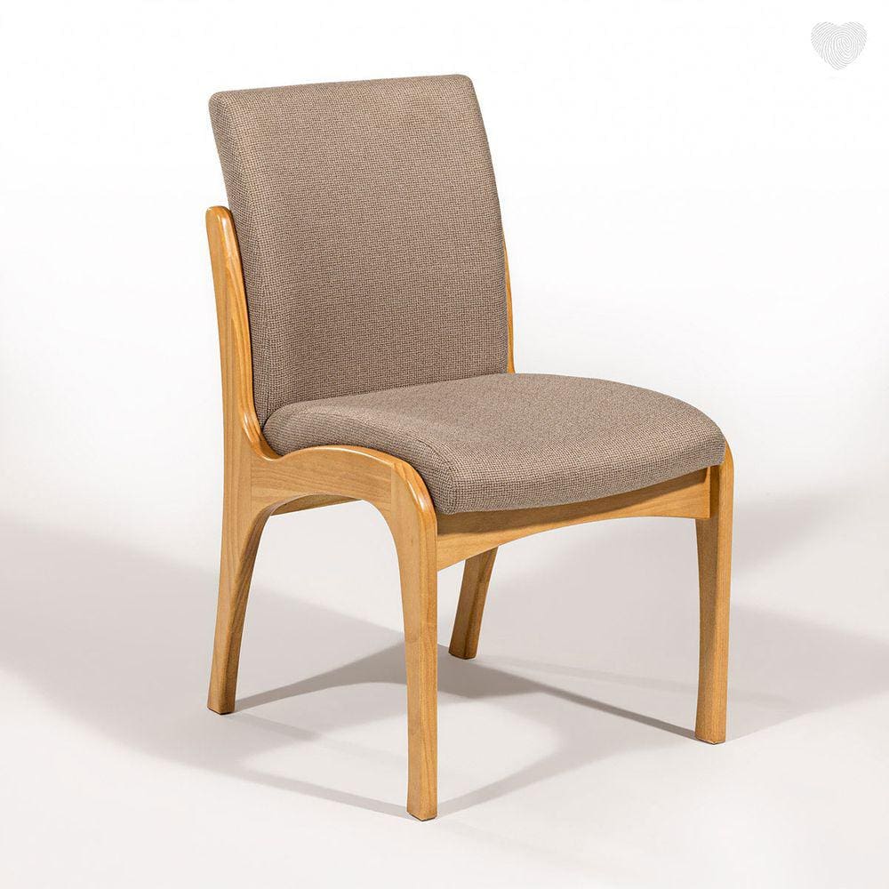 Cadeira de Jantar Estofada Lisboa Madeira Mel Linho Marrom Claro L87 RMI