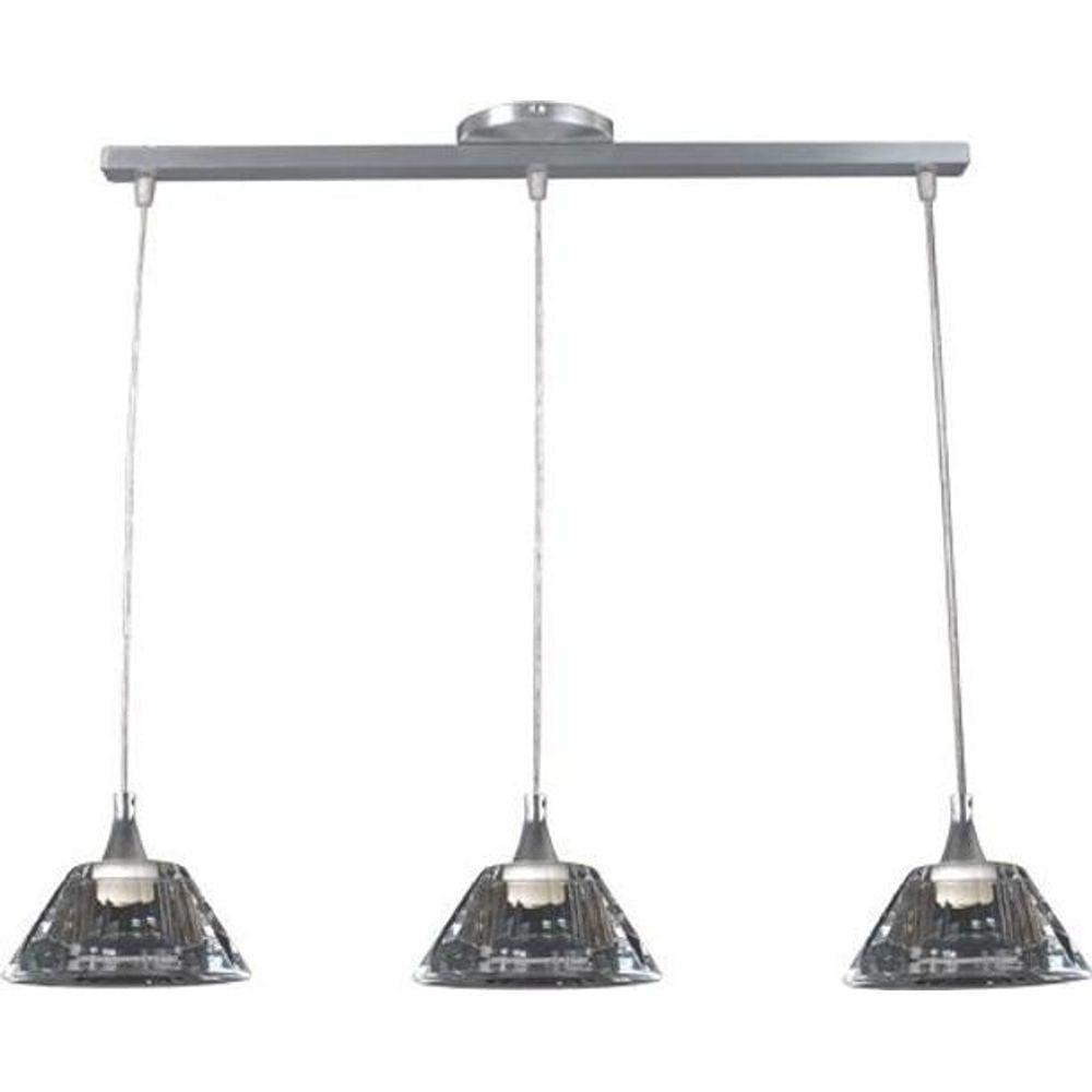 Pendente Lustre Demeter Triplo Cristal Cônico Para Led