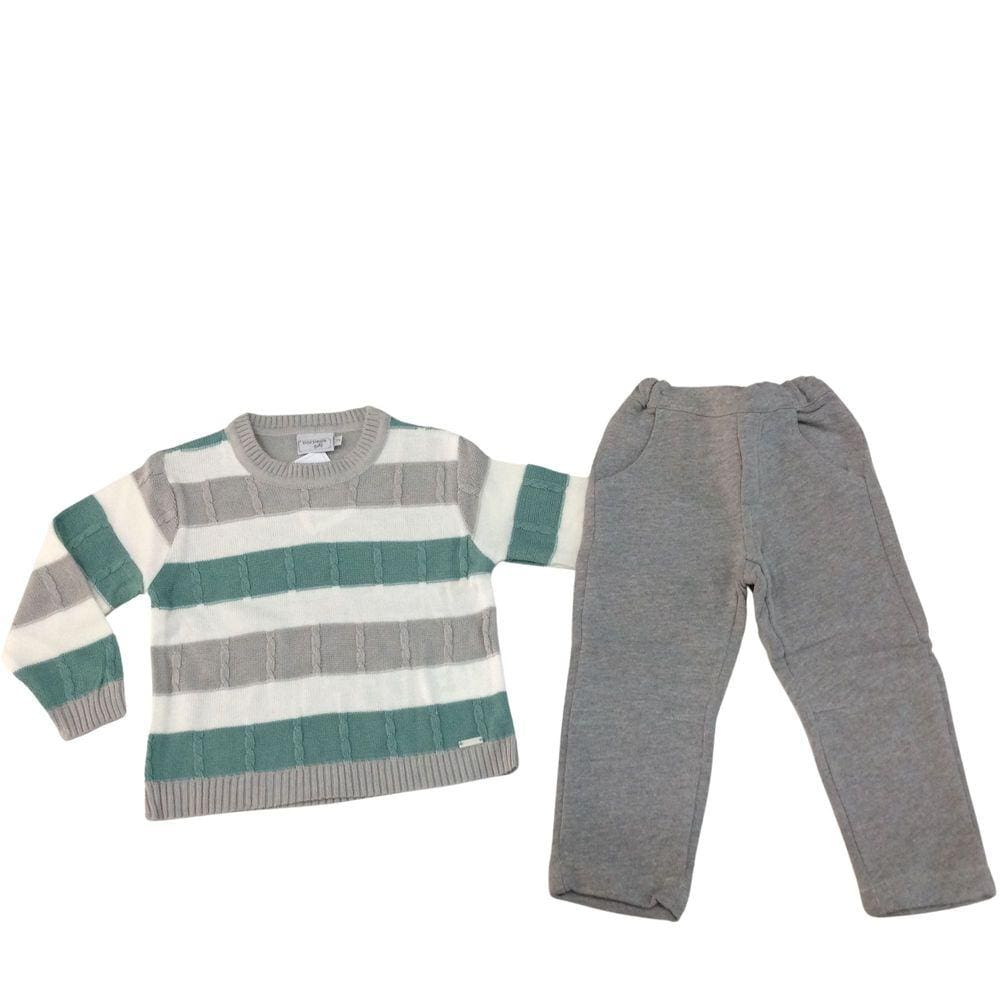 Conjunto Tricot Masculino Infantil Noruega Verde Cinza