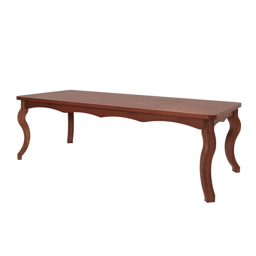 Mesa de Jantar Madeira Maciça Imbuia 250 x 110 cm Barcelona 8 Cadeiras Pés Luiz XV - RMI