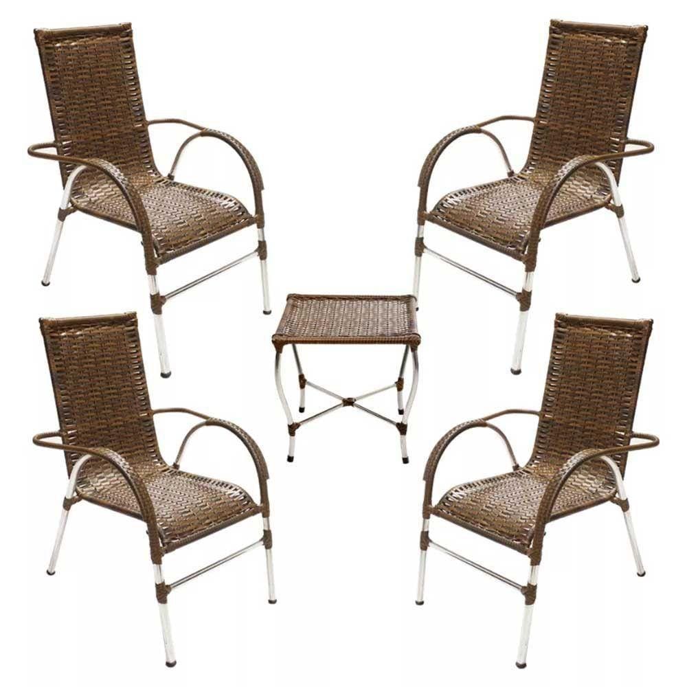 Kit 4 Cadeiras Vênus E Mesa De Centro Garden  Argila