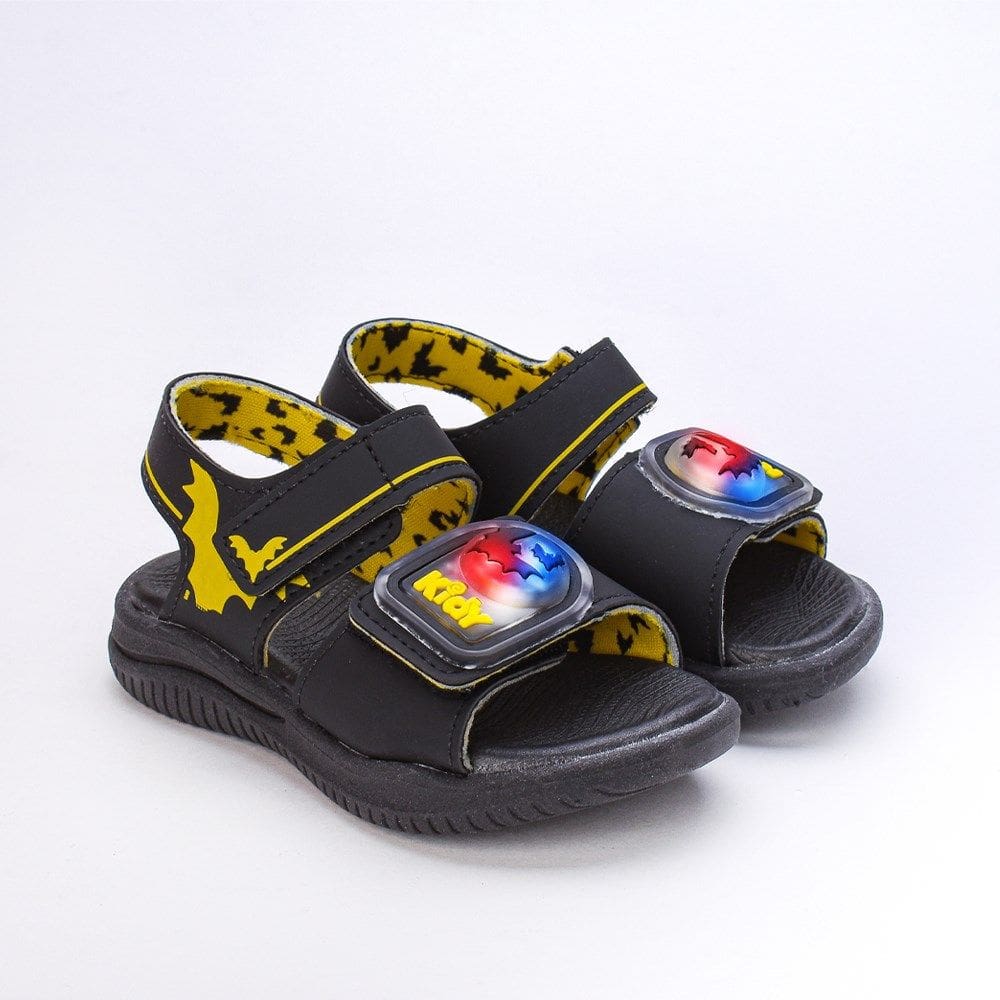 Sandália Papete Infantil Kidy Led Morcego Preto e Amarelo