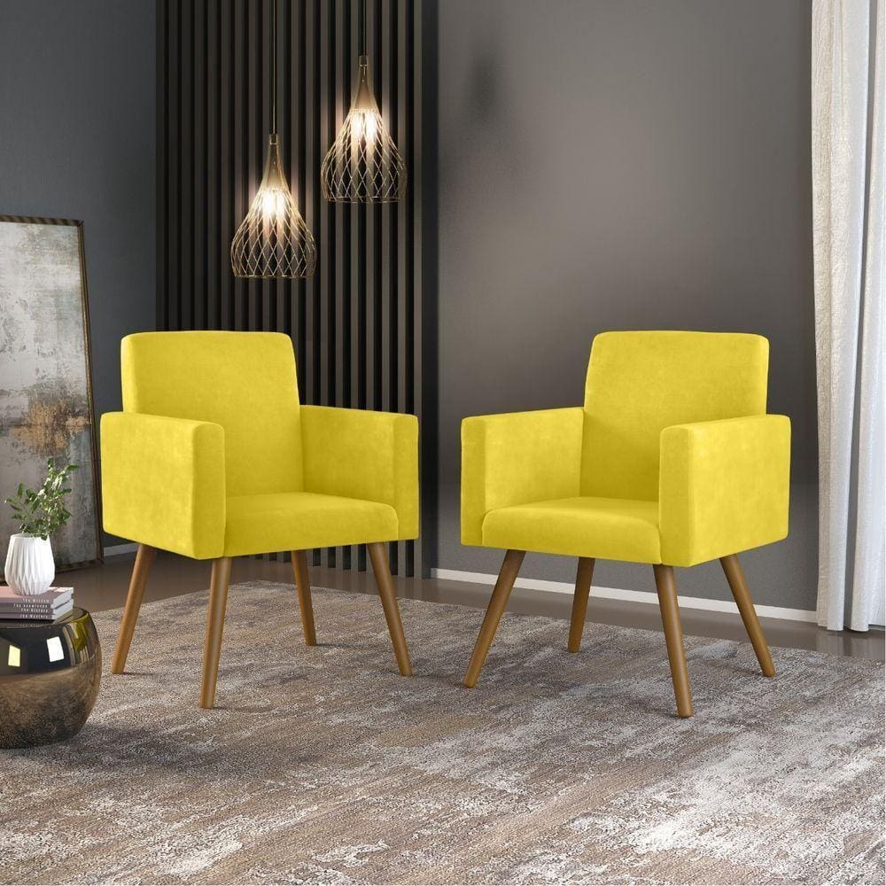 2 Poltronas Cadeiras p/ EscritóriBalaqui Decor amarelo