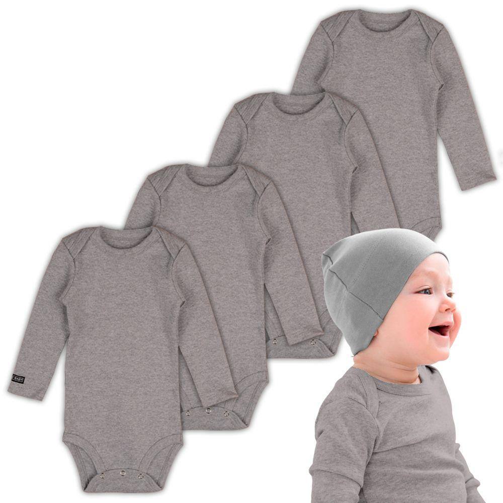 Conjunto Body Algodao Manga Longa Cores Neutras