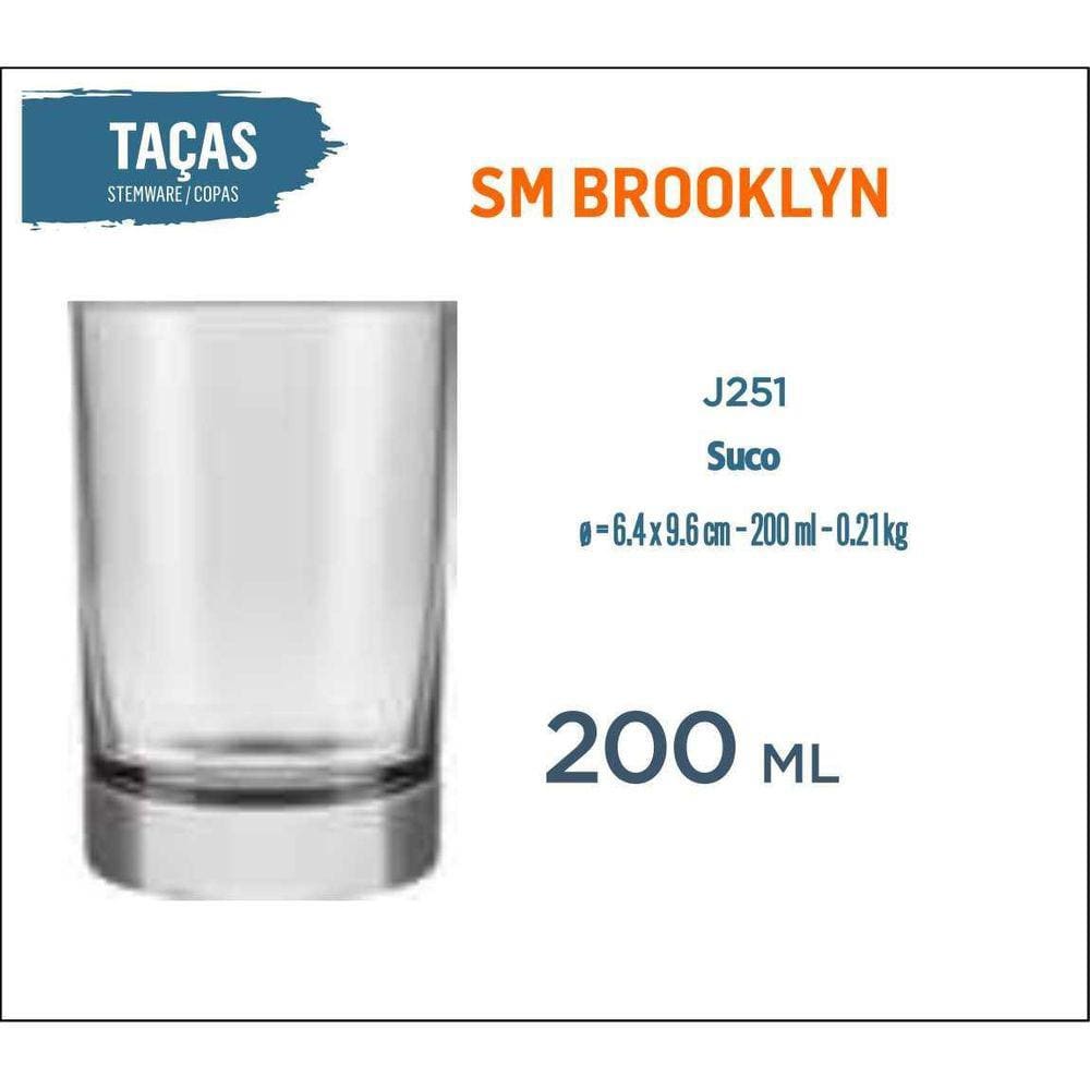 24 Copos Brooklyn 200Ml Água Refrigerante Suco Batida