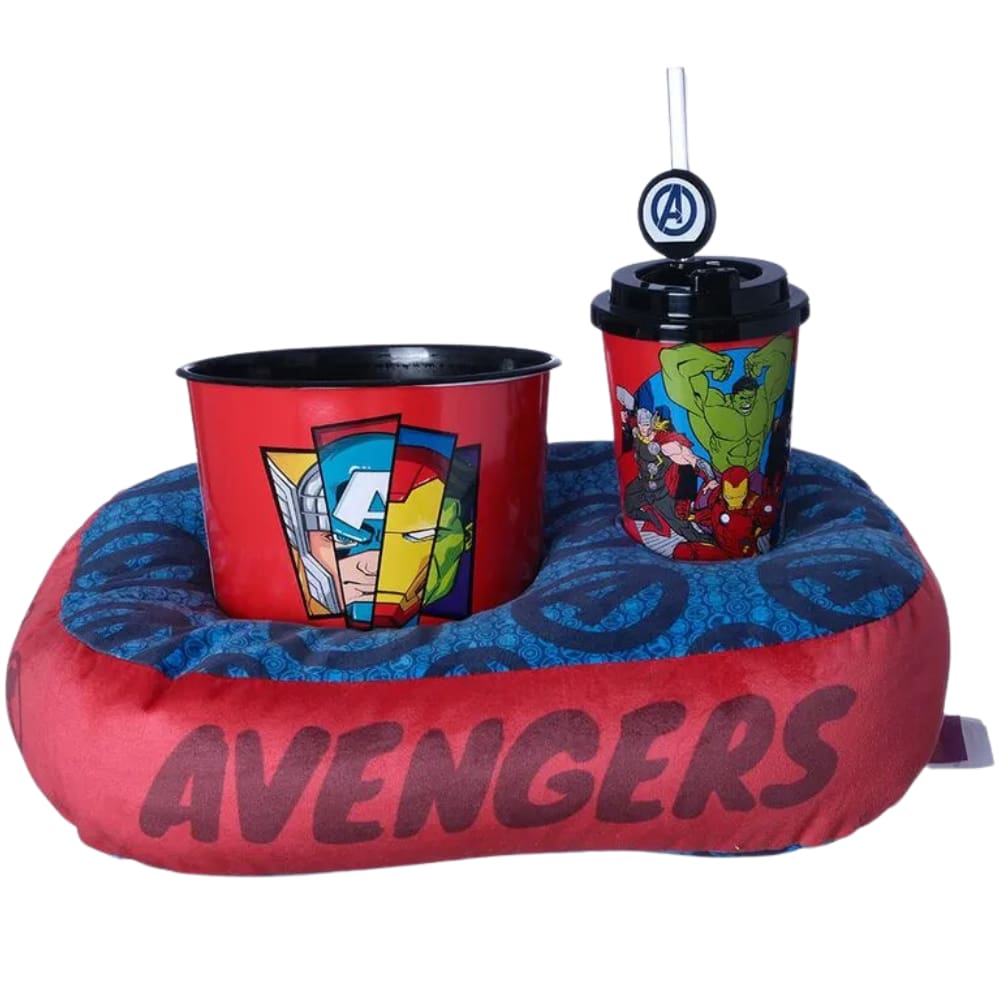 Kit Vingadores Thor Homem Ferro Hulk Capitão América Almofada Suede + Balde Pipoca + Copo Canudo Oficial Marvel