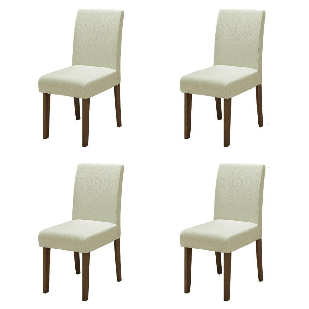 Conjunto Com 4 Cadeiras Estofada Sala de Jantar Trieste Siena Cedro / Areia Dobuê