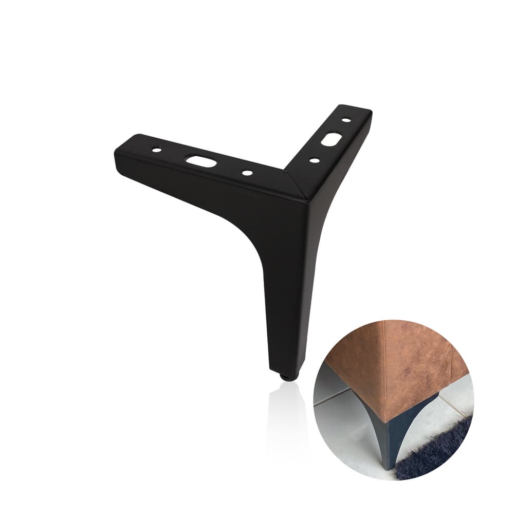 Pé Fixo de Canto Preto Fosco 150 Mm de Aço - Máxima