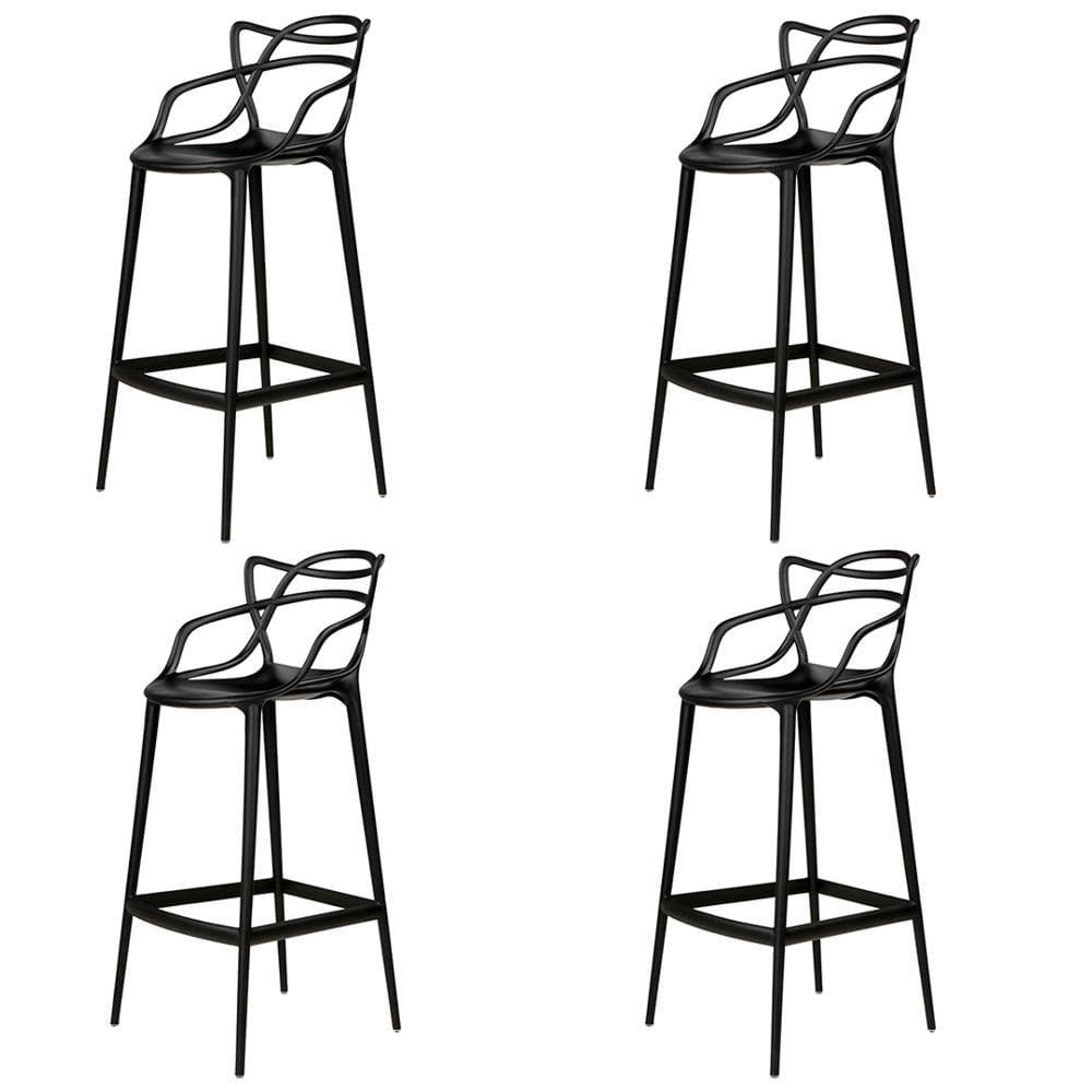 Kit 4 Banqueta Aviv Allegra Solna Fratini 109 cm (altura) Polipropileno Cor Preto