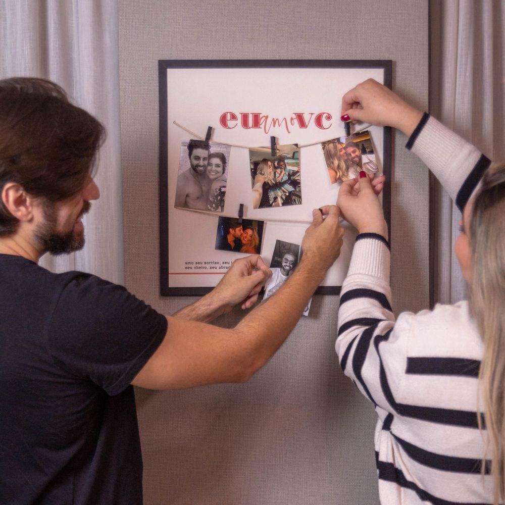 Mural De Fotos Varal com Prendedores - Eu e Você