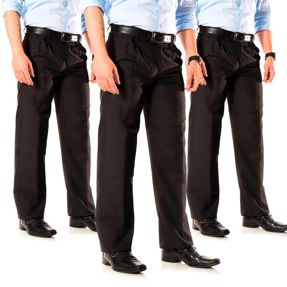 Kit 3 Calças Social Masculina Tradicional Oxford