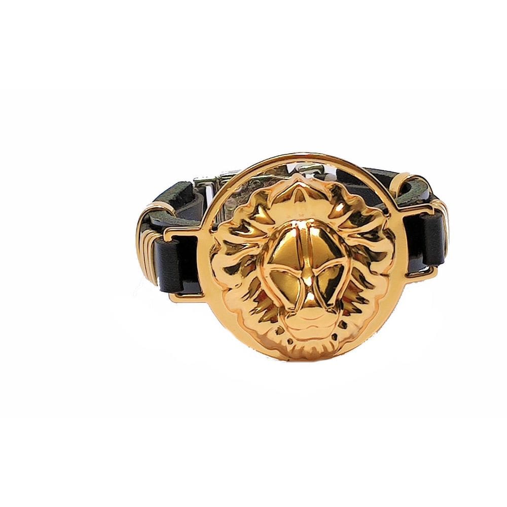 Pulseira Couro Leão De Juda Grande Verniz Gospel Regulável