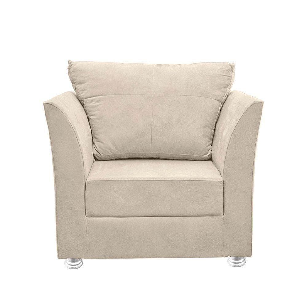 Poltrona Cadeira Decorativa Para Sala E Quarto Lisboa Suede Bege