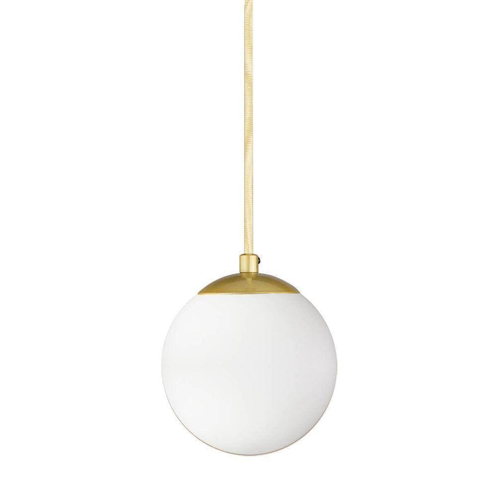 Pendente Globo Esfera De Vidro Branco Fosco 14cm - Ouro