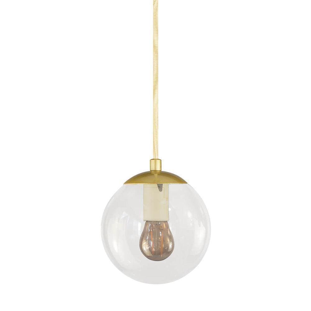 Pendente Globo Esfera De Vidro Cristal 14cm - Ouro
