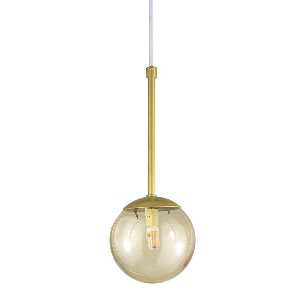 Pendente Globo Esfera De Vidro 12cm - Ouro - Vidro âmbar