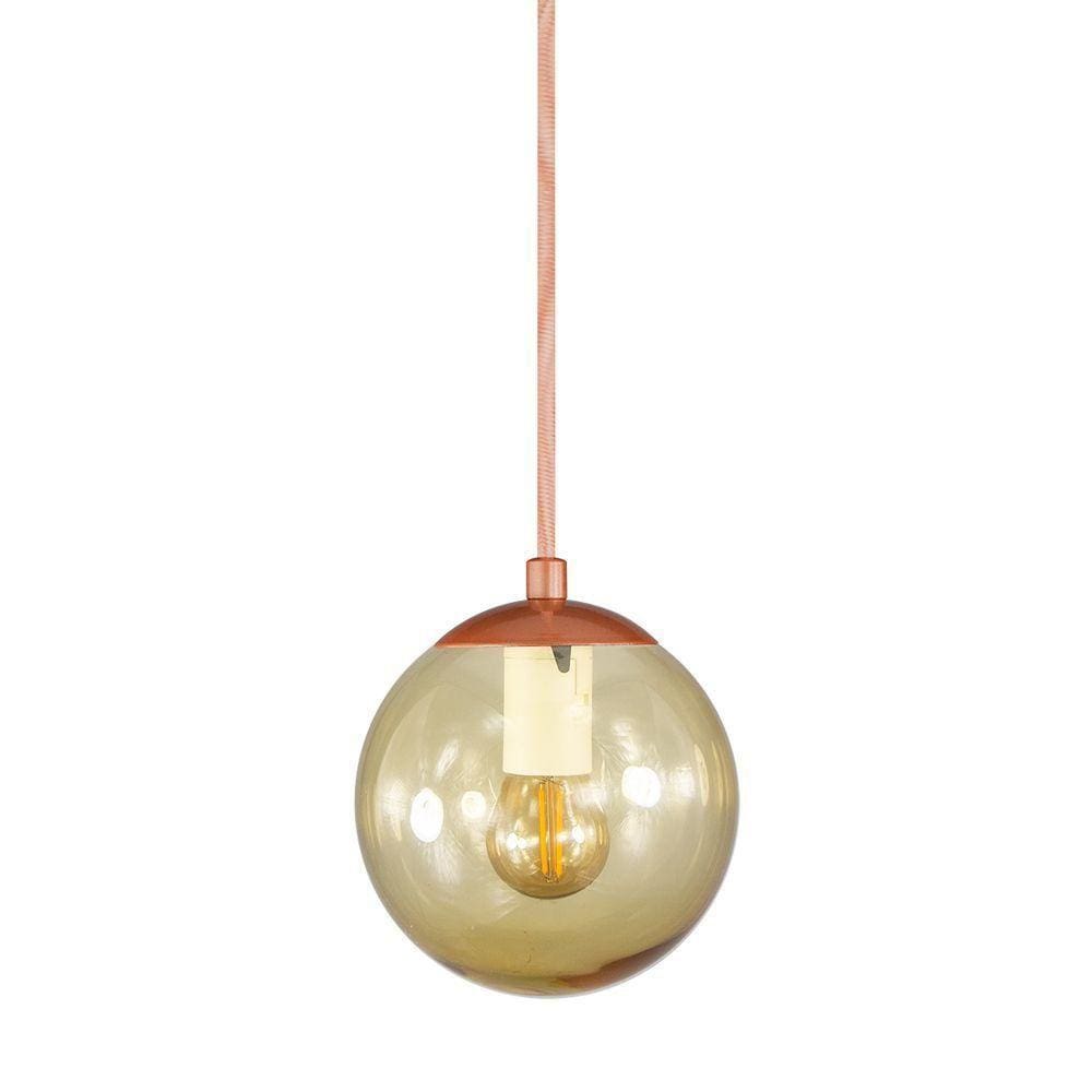 Pendente Globo Esfera De Vidro âmbar 14cm - Bronze
