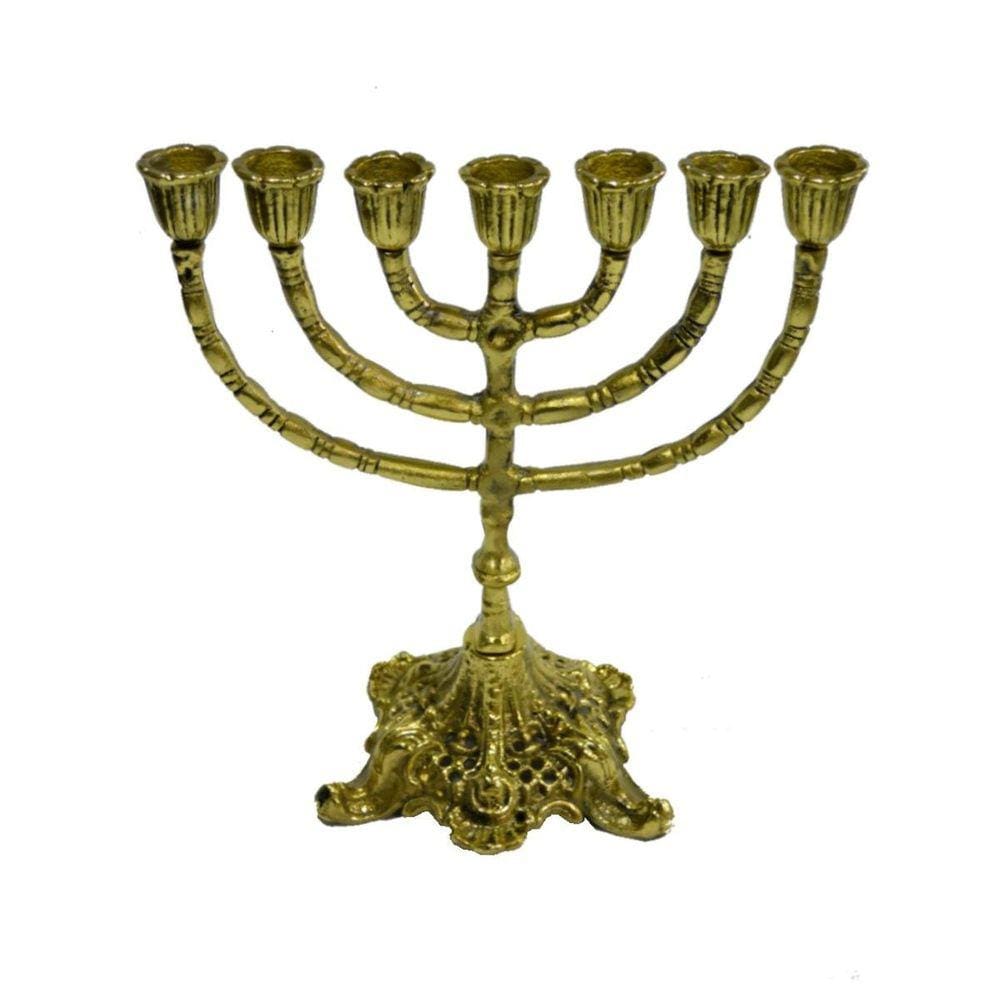 Castiçal de Metal Dourado Ouro Para 07 Velas 30x26x15cm